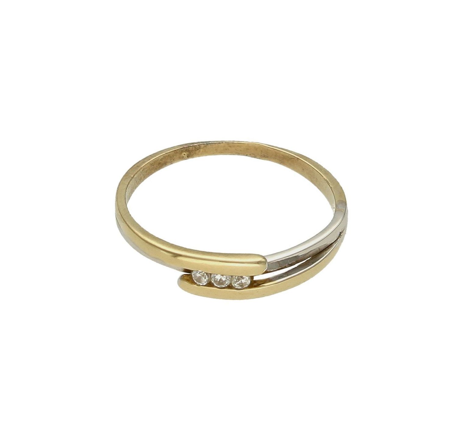 Złoty pierścionek 333 połączenie białego i żółtego złota PI 2110.  Złoty pierścionek  świetnie się sprawdzi na prezent z okazji urodzin, imienin czy rocznicy ślubu. Pierścionek można łączyć z inną biżuterią (1).jpg